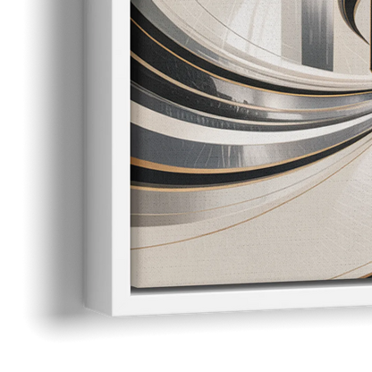Elegant Fusion Grey and White Abstract - Close-Up White Frame Canvas