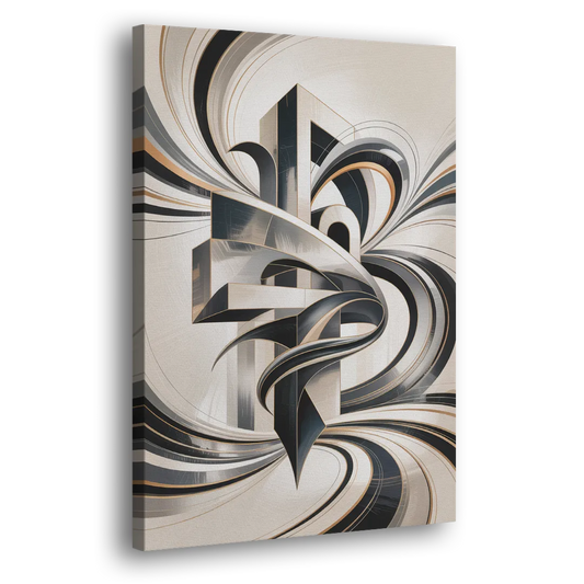 Elegant Fusion Grey and White Abstract Side - Canvas Wall Art