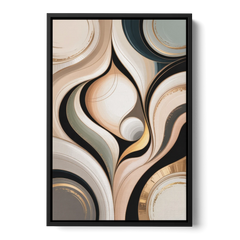 Elegant Geometric Beige Abstract - Black Framed Canvas Wall Art - Front