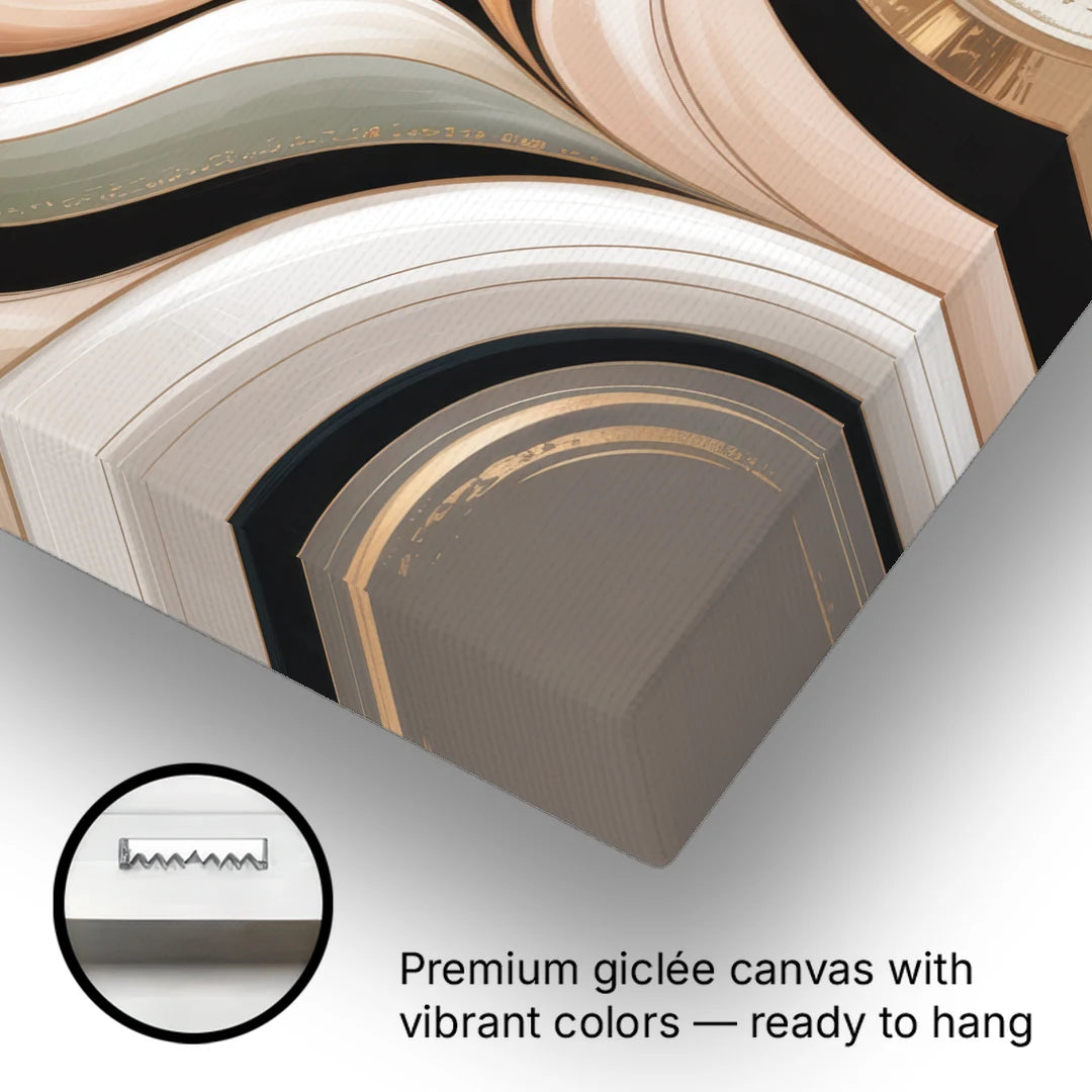 Elegant Geometric Beige Abstract - Canvas Wall Art - Gallery Wrap Corner