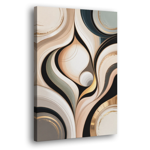 Elegant Geometric Beige Abstract - Canvas Wall Art - Side