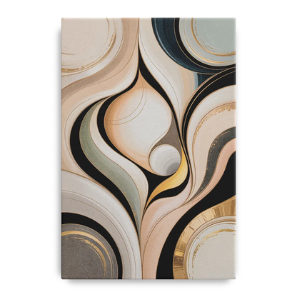 Elegant Geometric Beige Abstract - Canvas Wall Art