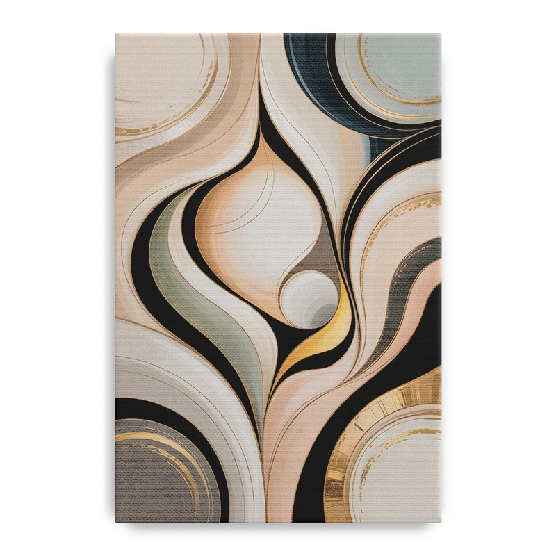 Elegant Geometric Beige Abstract Front - Canvas Wall Art