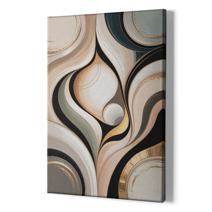 Elegant Geometric Beige Abstract - Canvas Print Art Sides