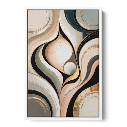 Elegant Geometric Beige Abstract - White Frame Canvas