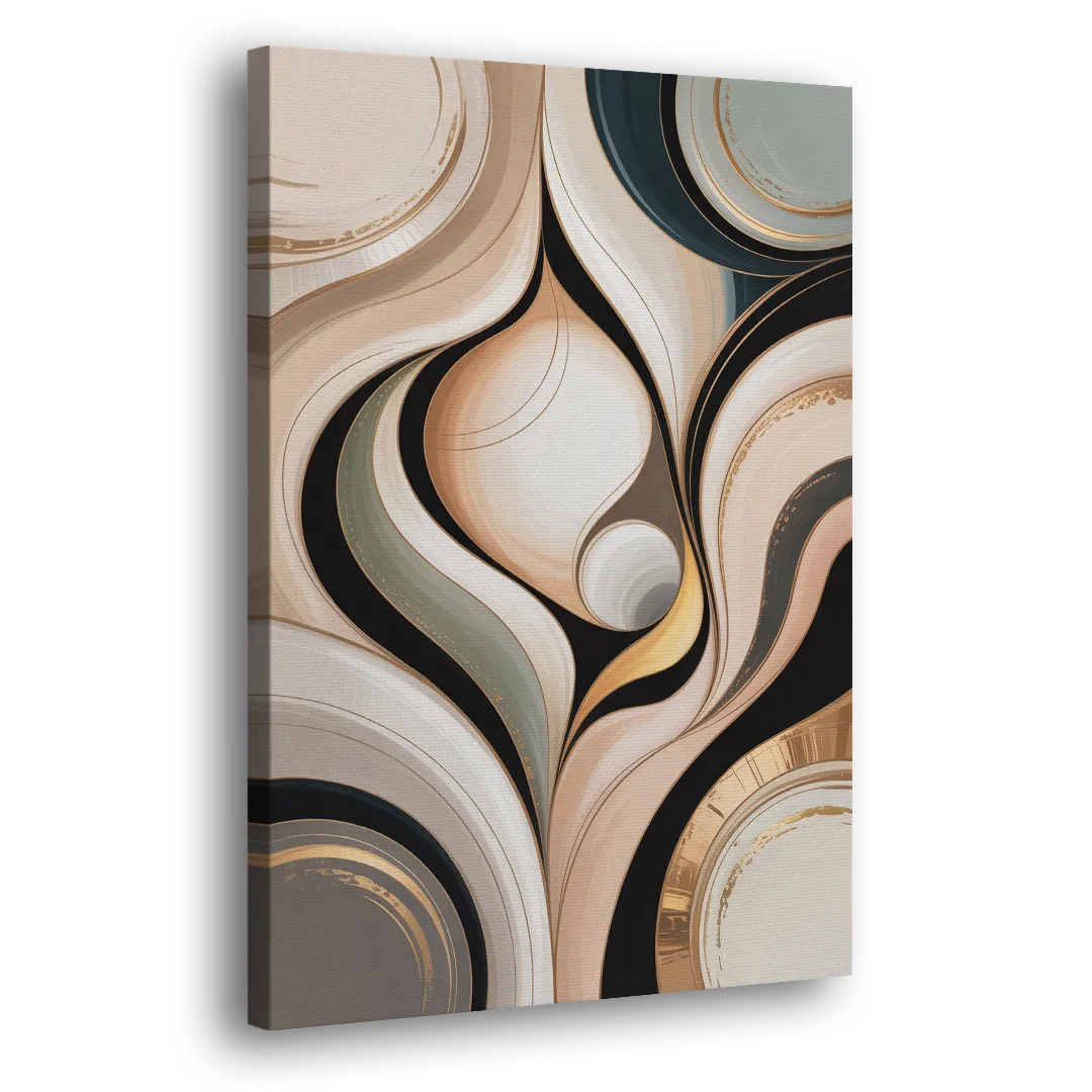Elegant Geometric Beige Abstract Side - Canvas Wall Art