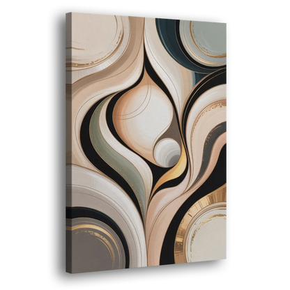 Elegant Geometric Beige Abstract Side - Canvas Wall Art
