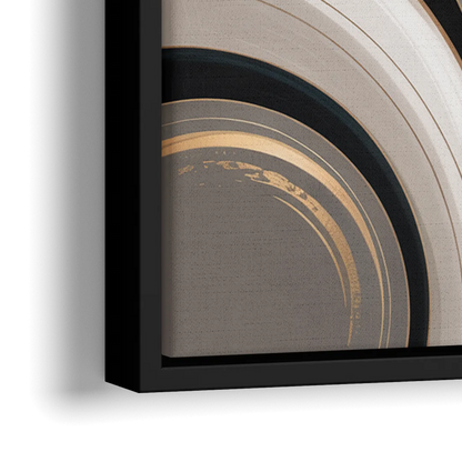 Elegant Geometric Beige Abstract - Close-Up Black Frame Canvas