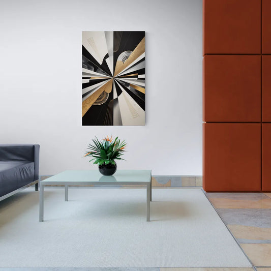 Elegant Geometric Black White and Gold Abstract - Canvas Wall Art Living Room