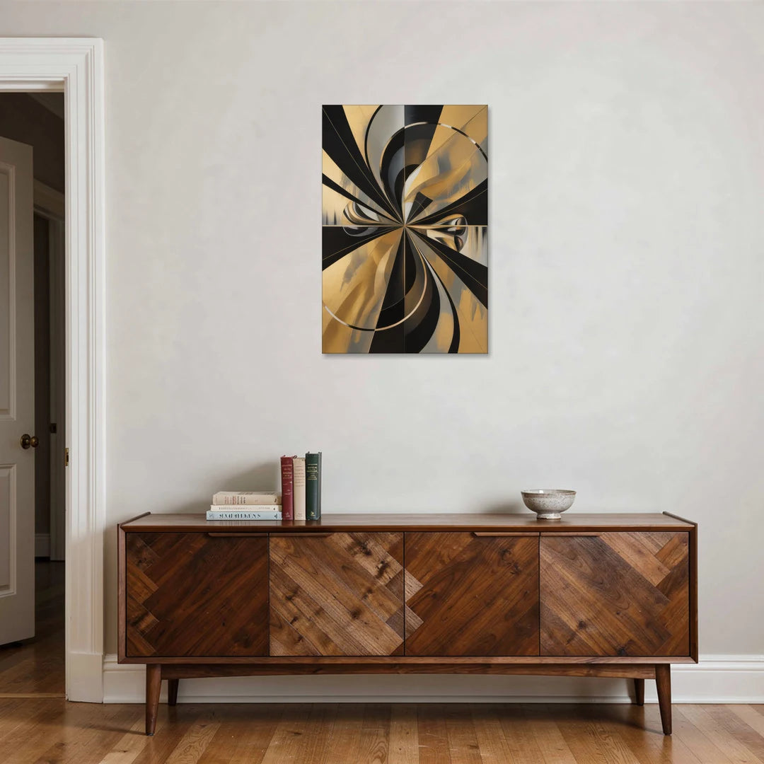 Elegant Geometric Black and Gold Abstract - Canvas Wall Art - Coffee Table - 24x36