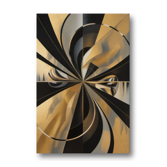 Elegant Geometric Black and Gold Abstract - Canvas Wall Art - Front