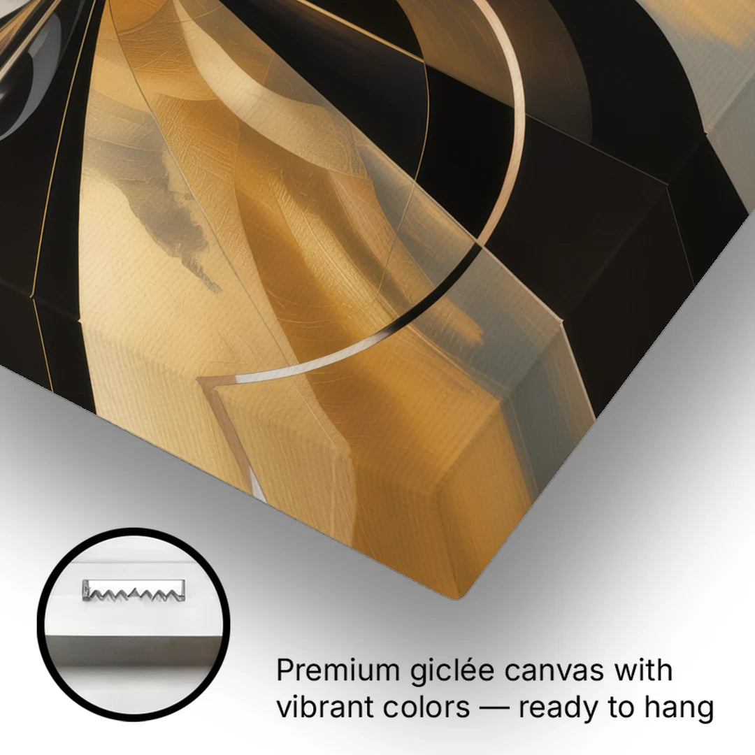 Elegant Geometric Black and Gold Abstract - Canvas Wall Art - Gallery Wrap Corner
