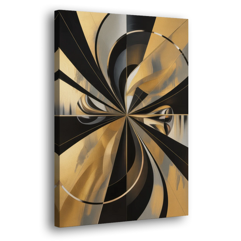 Elegant Geometric Black and Gold Abstract - Canvas Wall Art - Side