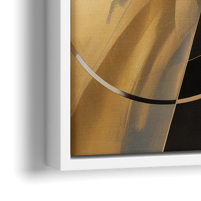 Elegant Geometric Black and Gold Abstract - Close-Up White Frame Canvas
