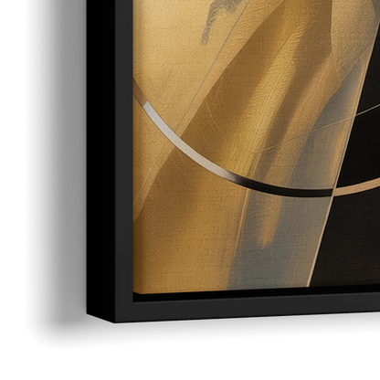 Elegant Geometric Black and Gold Abstract - Close-Up Black Frame Canvas
