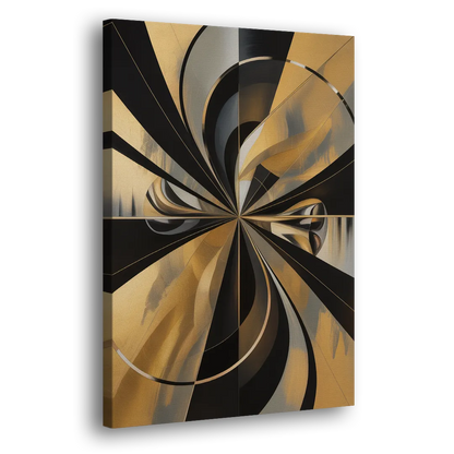 Elegant Geometric Black and Gold Abstract Side - Canvas Wall Art