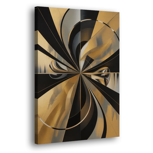 Elegant Geometric Black and Gold Abstract Side - Canvas Wall Art