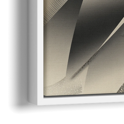 Elegant Geometric Flow Grey and Silver Abstract - Close-Up White Frame Canvas