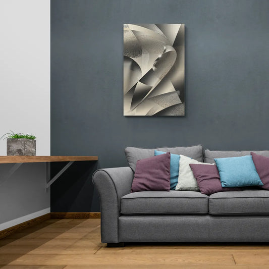 Elegant Geometric Flow Grey and Silver Abstract - Canvas Wall Art Living Room