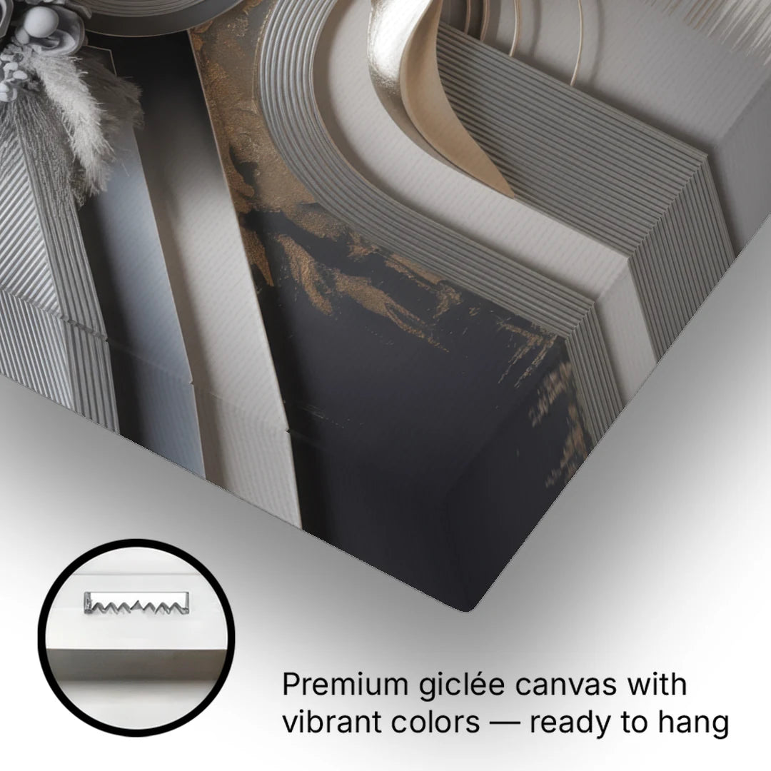 Elegant Geometric Grey and Silver Abstract - Canvas Wall Art - Gallery Wrap Corner