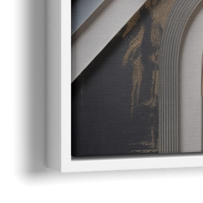 Elegant Geometric Grey and Silver Abstract - Close-Up White Frame Canvas