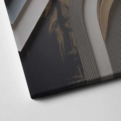Elegant Geometric Grey and Silver Abstract Canvas Close Up
