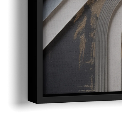 Elegant Geometric Grey and Silver Abstract - Close-Up Black Frame Canvas