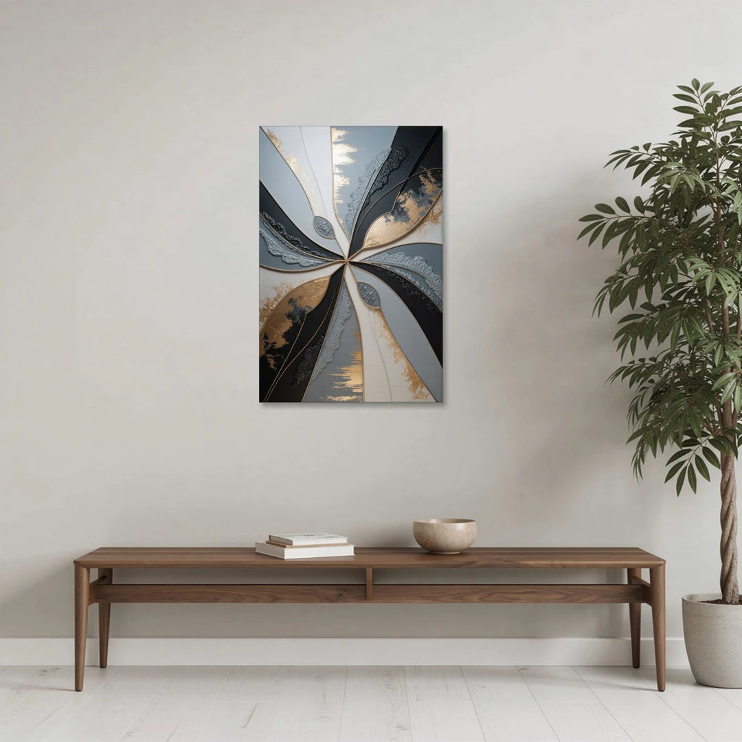 Elegant Geometric Harmony Grey Abstract - Canvas Wall Art - Coffee Table - 24x36
