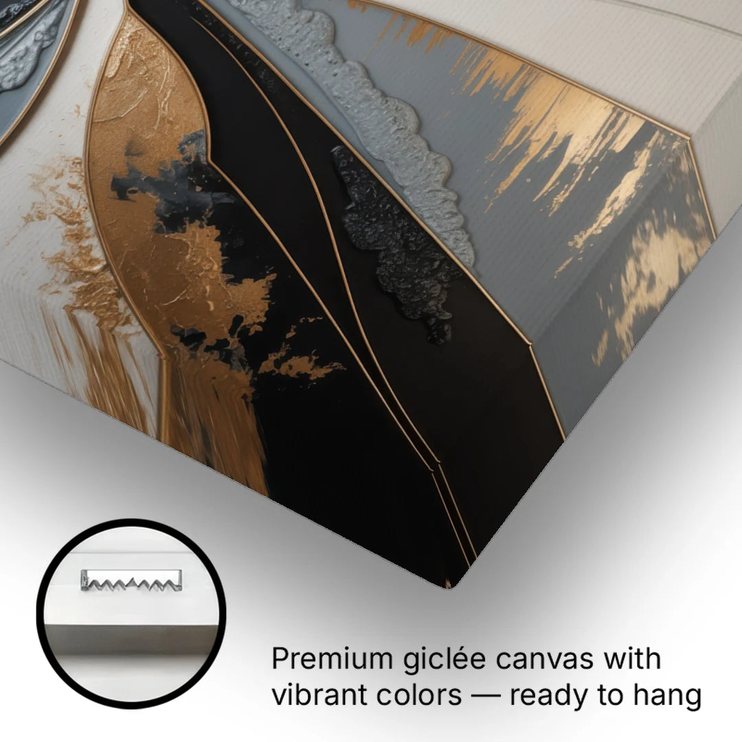 Elegant Geometric Harmony Grey Abstract - Canvas Wall Art - Gallery Wrap Corner