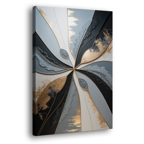 Elegant Geometric Harmony Grey Abstract - Canvas Wall Art - Side
