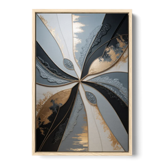 Elegant Geometric Harmony Grey Abstract - Oak Framed Canvas Wall Art - Front