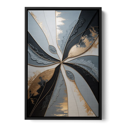 Elegant Geometric Harmony Grey Abstract - Black Frame Canvas