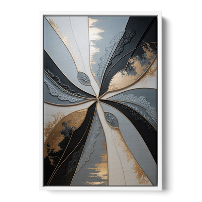 Elegant Geometric Harmony Grey Abstract - White Frame Canvas