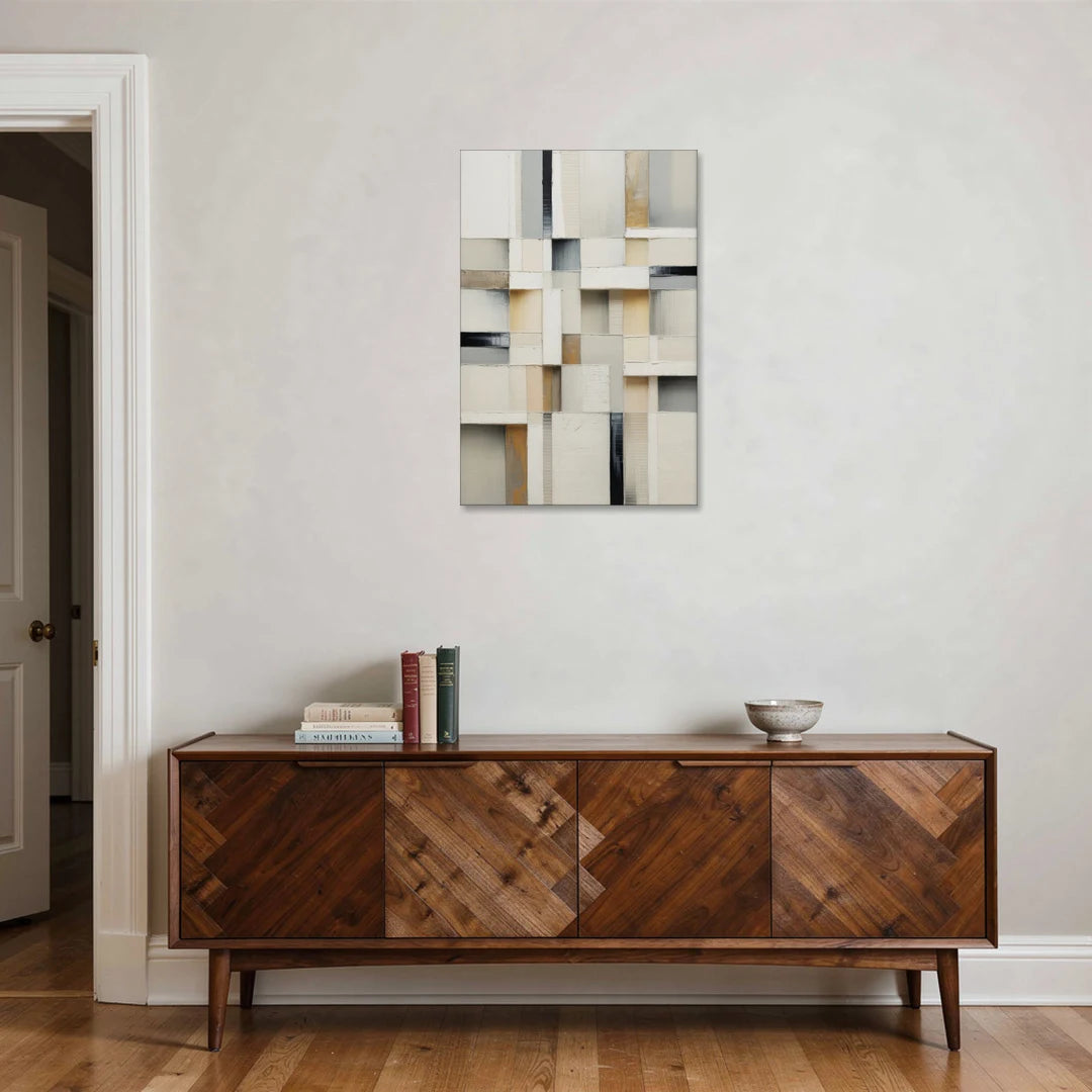 Elegant Geometric Intersections White Abstract - Canvas Wall Art - Coffee Table - 24x36