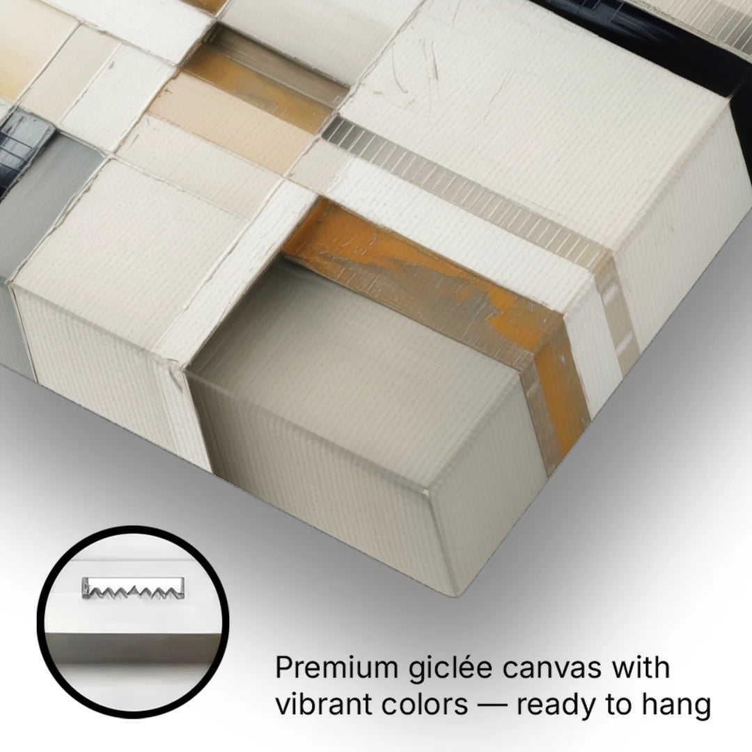 Elegant Geometric Intersections White Abstract - Canvas Wall Art - Gallery Wrap Corner