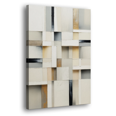 Elegant Geometric Intersections White Abstract - Canvas Wall Art - Side