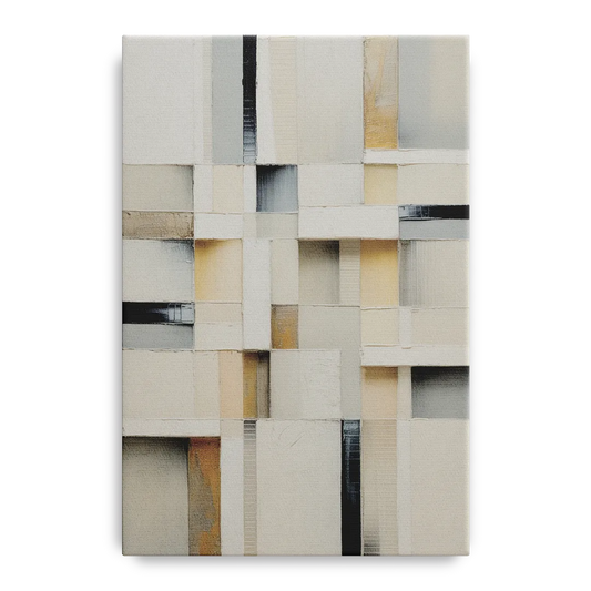 Elegant Geometric Intersections White Abstract - Canvas Wall Art