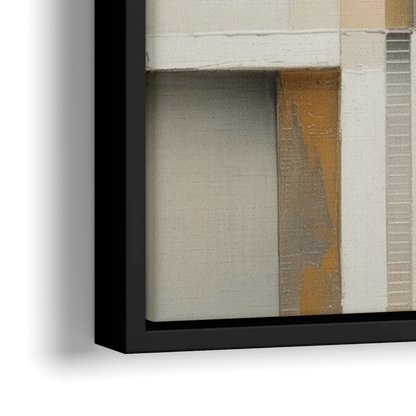 Elegant Geometric Intersections White Abstract - Close-Up Black Frame Canvas