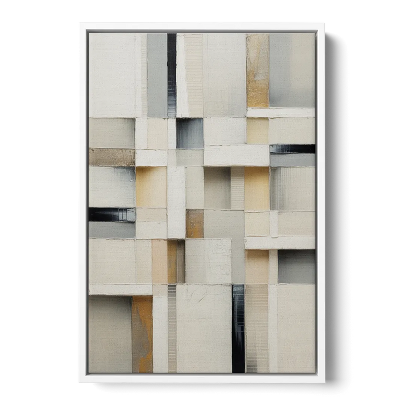 Elegant Geometric Intersections White Abstract Front - White Canvas Wall Art