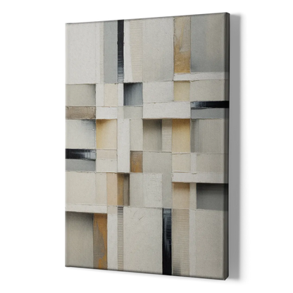 Elegant Geometric Intersections White Abstract - Canvas Print Art Sides