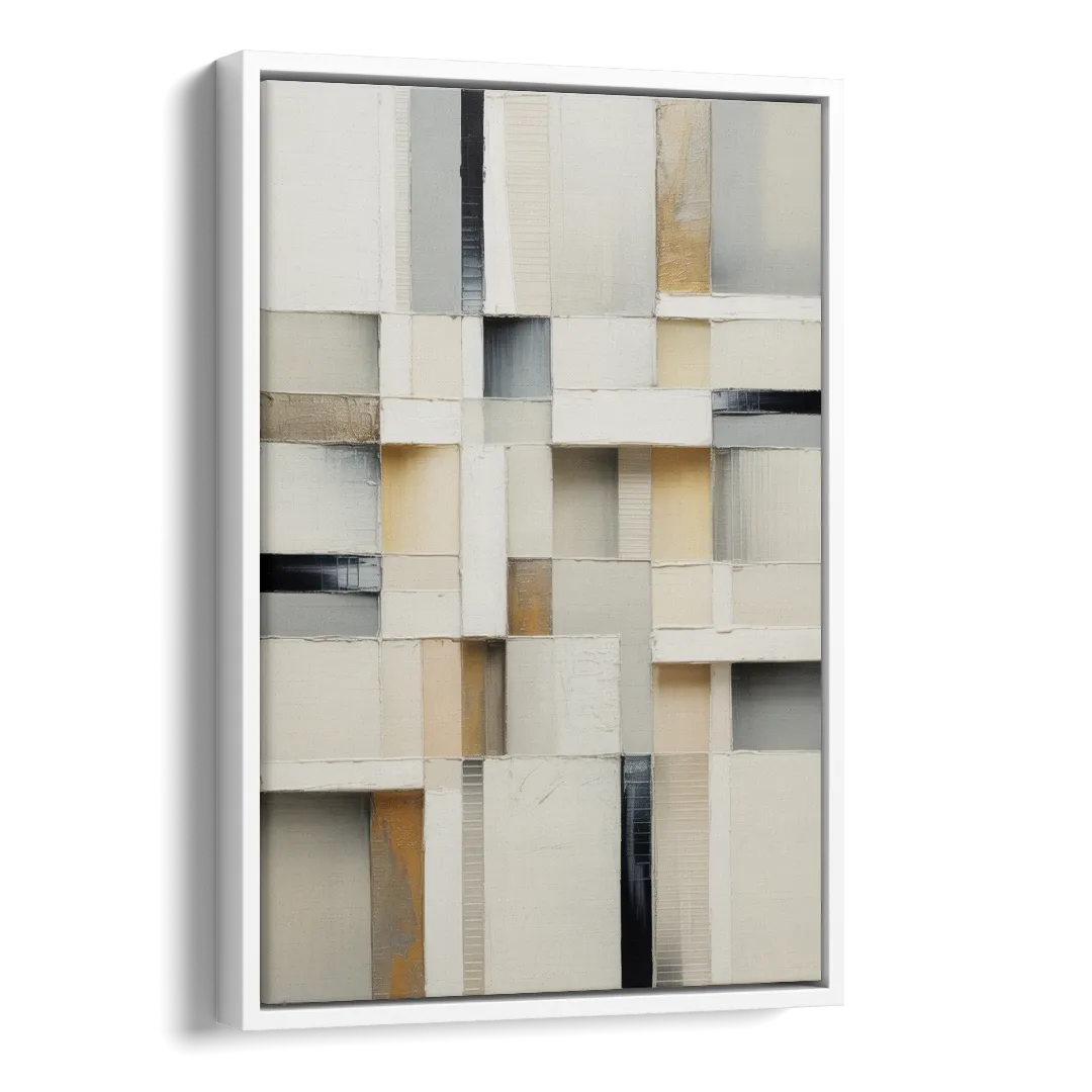 Elegant Geometric Intersections White Abstract Side - White Canvas Wall Art