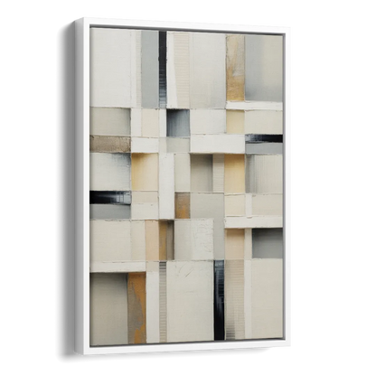 Elegant Geometric Intersections White Abstract Side - White Canvas Wall Art