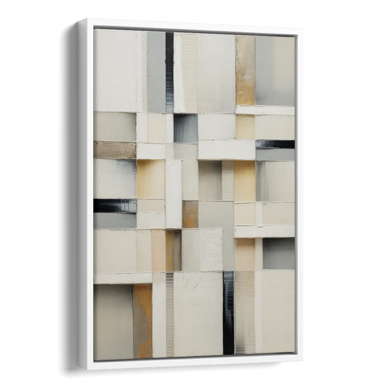 Elegant Geometric Intersections White Abstract Side - White Canvas Wall Art