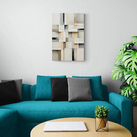 Elegant Geometric Intersections White Abstract - Canvas Wall Art Living Room