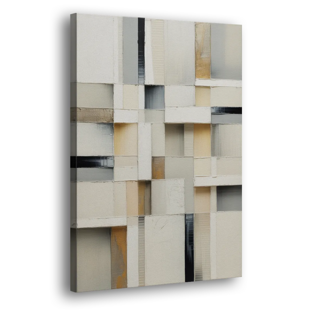Elegant Geometric Intersections White Abstract Side - Canvas Wall Art