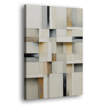 Elegant Geometric Intersections White Abstract Side - Canvas Wall Art