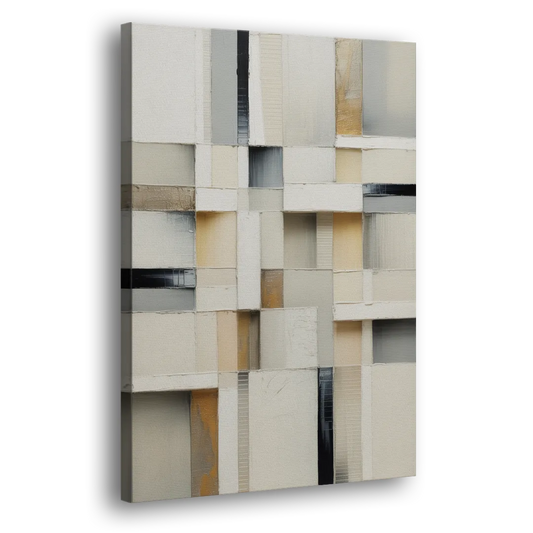 Elegant Geometric Intersections White Abstract Side - Canvas Wall Art