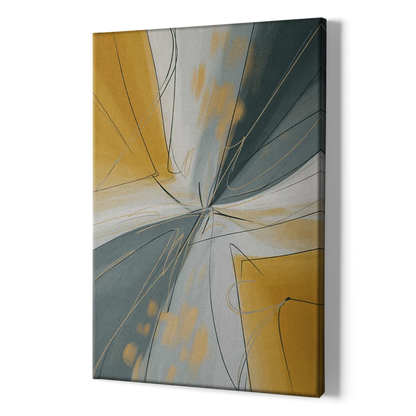 Elegant Geometric Yellow and Grey Abstract - Canvas Print Art Sides