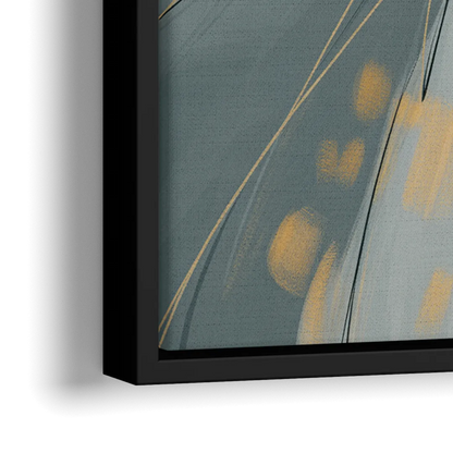 Elegant Geometric Yellow and Grey Abstract - Close-Up Black Frame Canvas