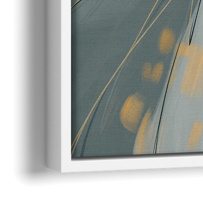 Elegant Geometric Yellow and Grey Abstract - Close-Up White Frame Canvas